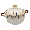 Cartoon underglaze color double-ear ceramic instant noodle bowl with lid, student dormitory instant noodle bowl, household hand-painted soup bowl Item Picture